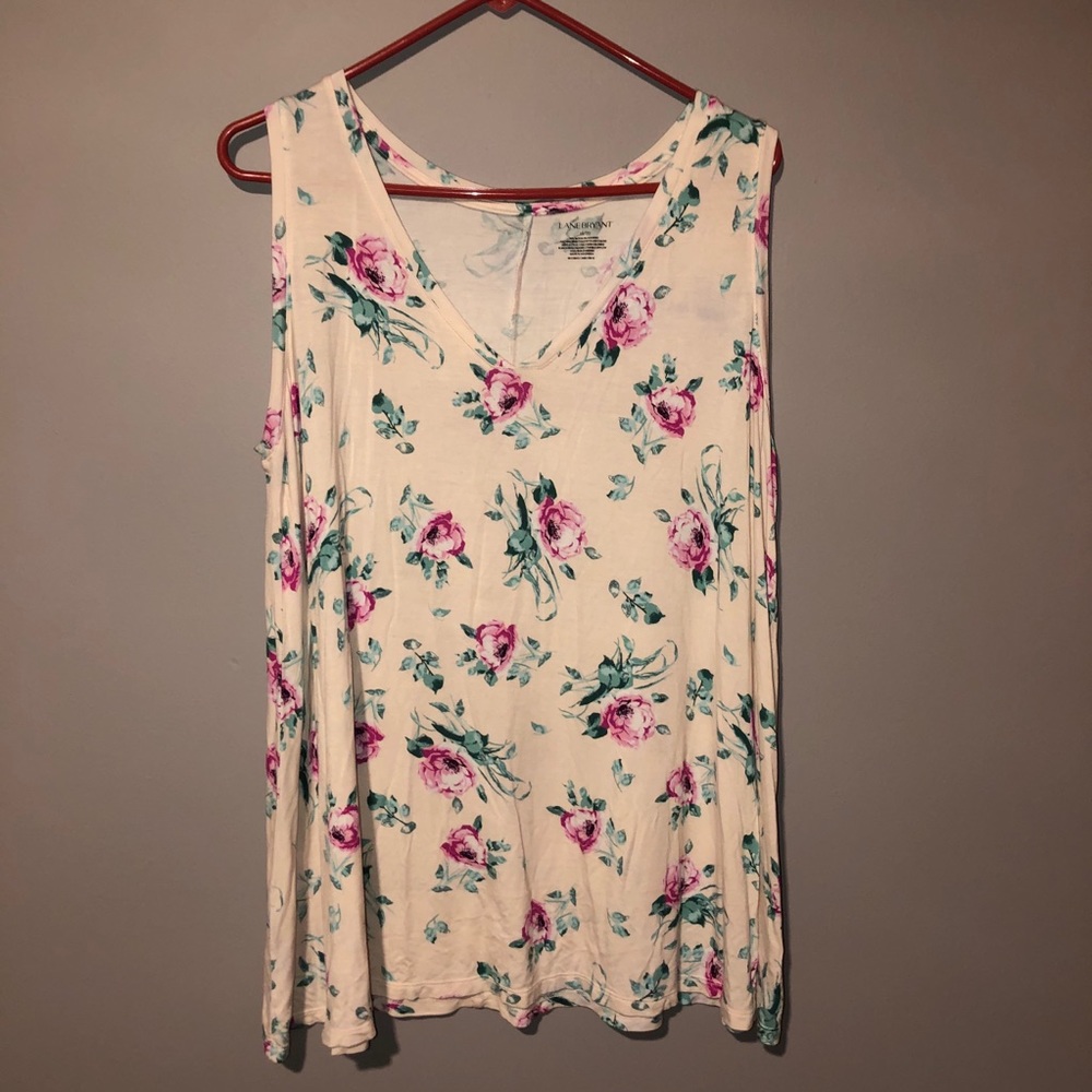 Lane Bryant Sleeveless Floral Blouse Peach